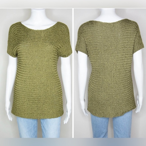 Lauren Ralph Lauren Darbye Tape Crochet Sweater Womens Small Green Textured Knit - Picture 7 of 14